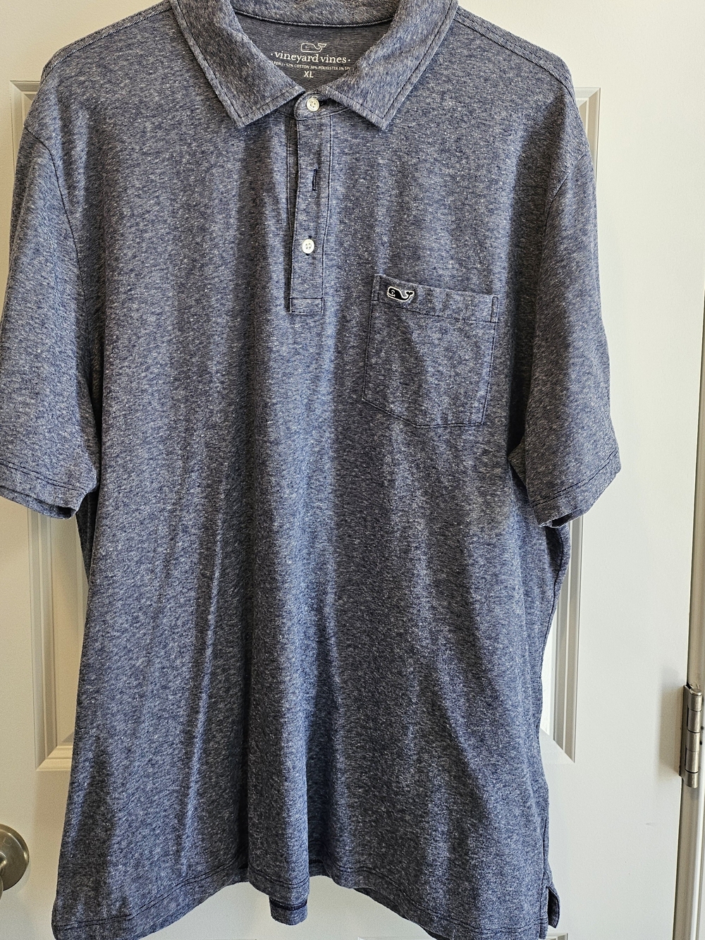 Vineyard Vines Heathered Navy Pocket Polo